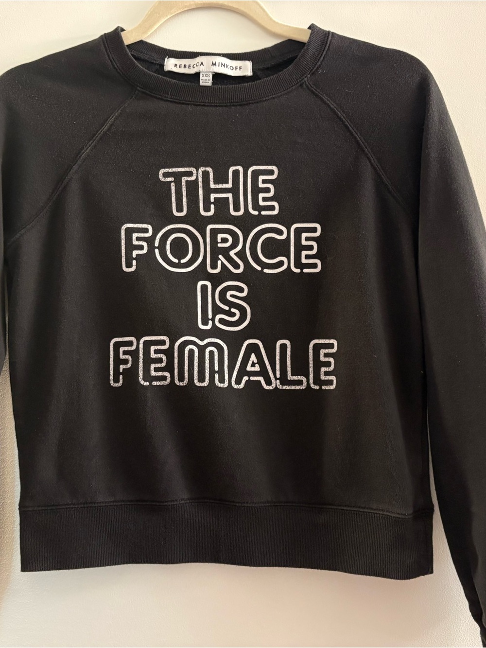 Rebecca Minkoff Black Sweatshirt with White 'The Force Is Female' Graphic